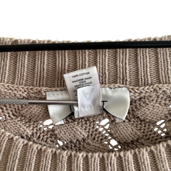 LOFT Open Knit Crochet Sweater Women’s Size Large Casual Boho Fall - Picture 7 of 13